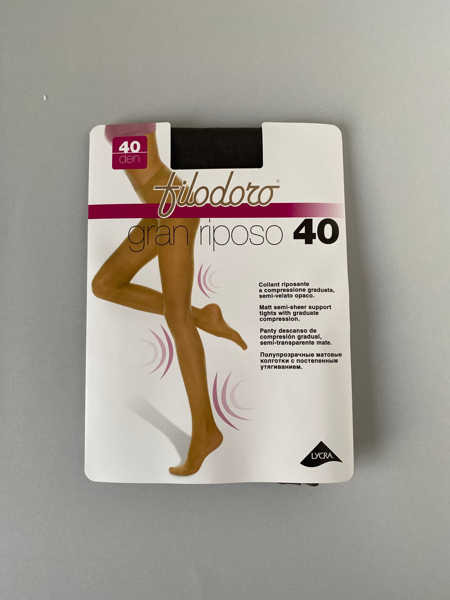 FILODORO 6 Collant Gran Riposo 40 Denari A Compressione Graduata  5 Xl Platino 102872693
