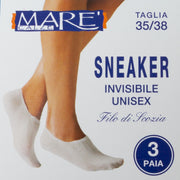 MARE' CALZE - 3 Paia Fantasmini Sneakers Invisibili Unisex in Filo di Scozia - Colori Assortiti